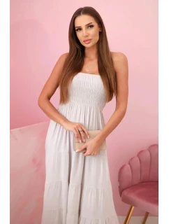 Dámské viskózové šaty s elastickým topem béžový