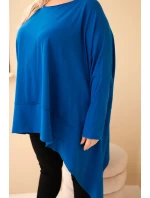 Dámská tunika Plus Size z bavlny s asymetrickým spodním lemem chaberová Dámská tunika Plus Size z bavlny s asymetrickým spodním lemem chaberová