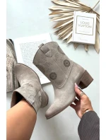 Semišové kožené dámské boty s na podpatku  Cappuccino model 21713188 - Zazoo