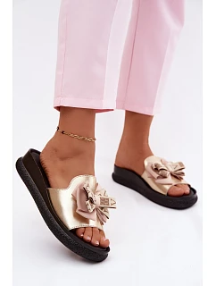 Dámské Sandály Kůže Mašle  Zlaté model 22133732 - S.Barski