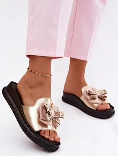 Dámské Sandály Kůže Mašle  Zlaté model 22133732 - S.Barski