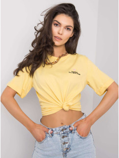 Žluté dámské tričko s výšivkou