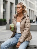 Dámská prošívaná bunda s kapucí béžová FashionStreet TY5585