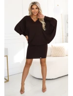model 21481269 Pohodlné šaty s dlouhými rukávy čokoládové - numoco model 21481269 Pohodlné šaty s dlouhými rukávy čokoládové - numoco