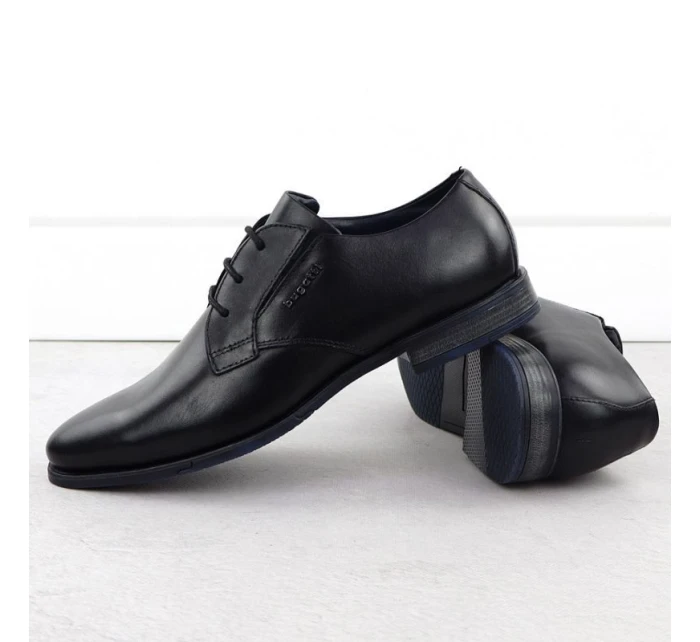 Pánské černé kožené společenské polobotky Bugatti SS153157