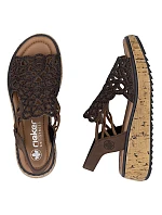 Hnědé dámské sandály na platformě Rieker V1765-24