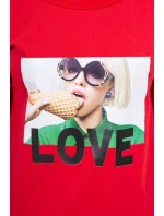 Šaty s milostným potiskem červené Šaty s milostným potiskem červené