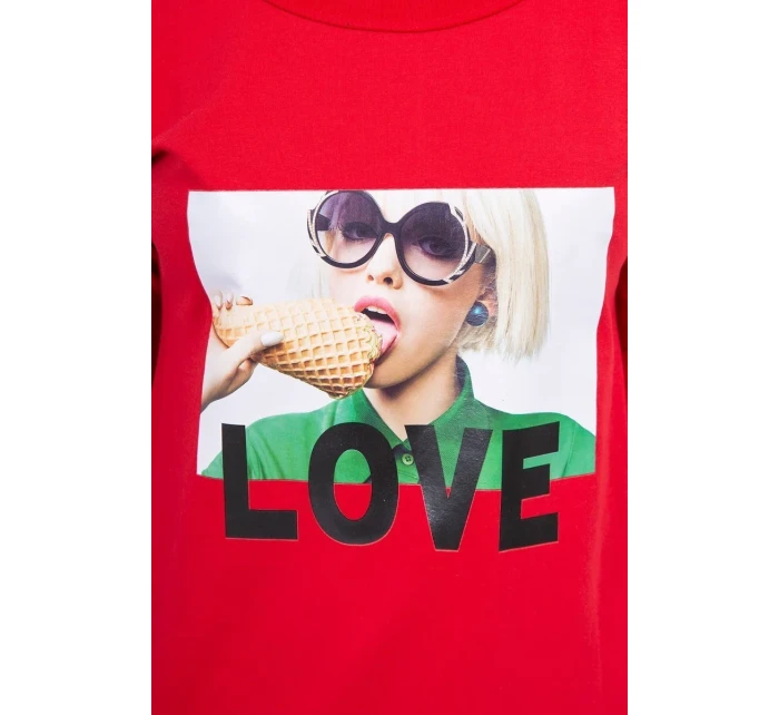 Šaty s milostným potiskem červené Šaty s milostným potiskem červené