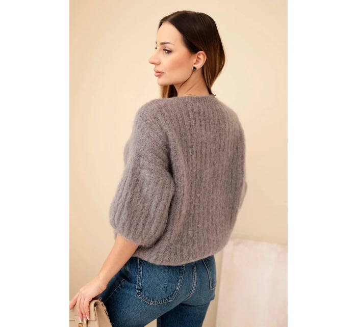 Dámský svetr z mohairu s krátkým rukávem fango Dámský svetr z mohairu s krátkým rukávem fango