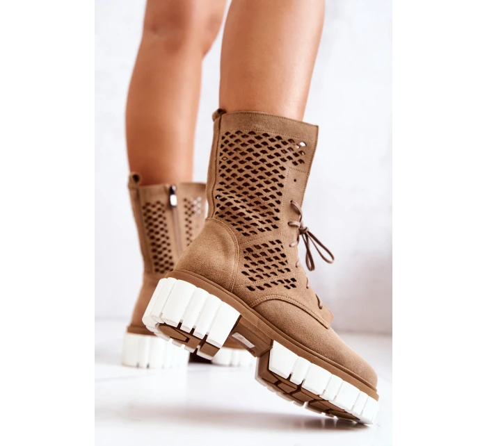 Pracovní kožené vysoké boty Nicole hnědá model 21574610 - Boto