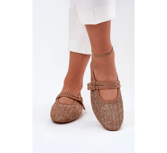 Baleríny S Pletením A Pásky Khaki model 21699466 - Boto