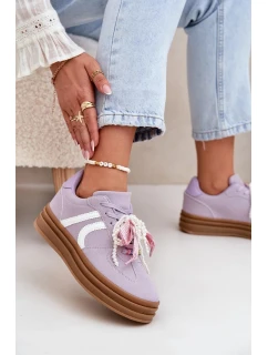 Dámské tenisky na platformě s ozdobami – fialové Vinness