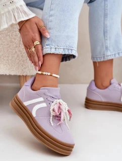 Dámské tenisky na platformě s ozdobami – fialové Vinness