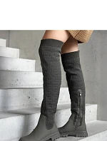 Dámské kombinované kozačky 68140 zelené - Solea