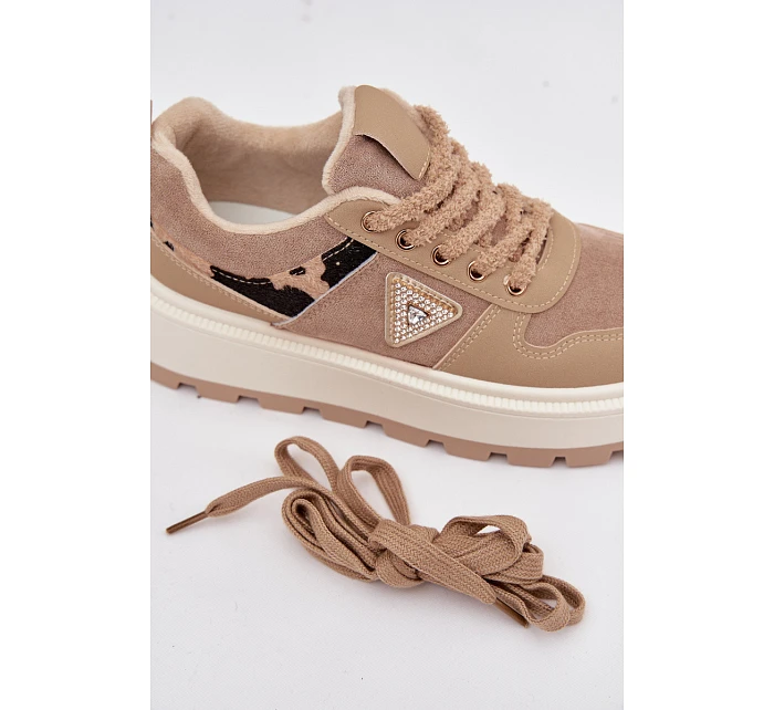 Dámské boty na platformě A209 béžové - Sweet Shoes