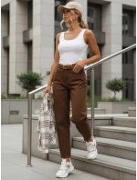 Spodnie damskie z  mom fit z paskiem brązowe model 22038530 - FashionStreet