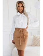 Dámská semišová sukně v karamelové barvě se zavazováním model 20684698 - numoco basic