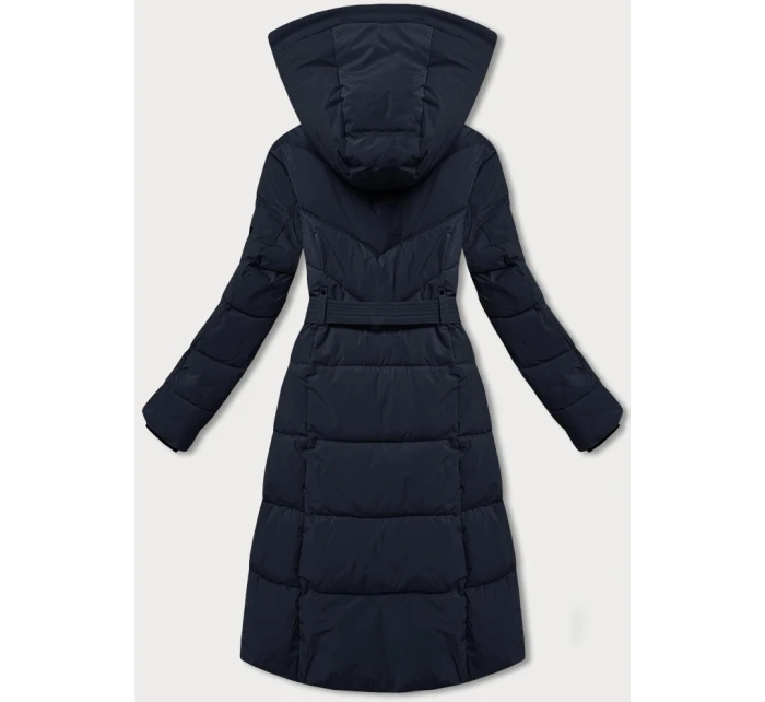 Tmavě modrá dámská zimní bunda s páskem model 21248036 - LHD
