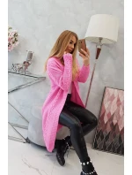 Svetr Cardigan kostkovaný světle růžový