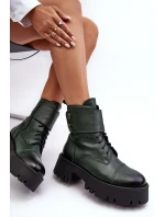Kůže Dámské Botky Workery Zelené Lemar model 21637681 - Boto