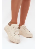 Dámské sneakersy na platformě Big Star SS274246 světle béžové Dámské sneakersy na platformě Big Star SS274246 světle béžové