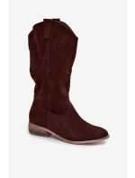 Kovbojky Na Nízkém Podpatku Z Eko Semiše Čokoládové model 21757733 - Boto Kovbojky Na Nízkém Podpatku Z Eko Semiše Čokoládové model 21757733 - Boto