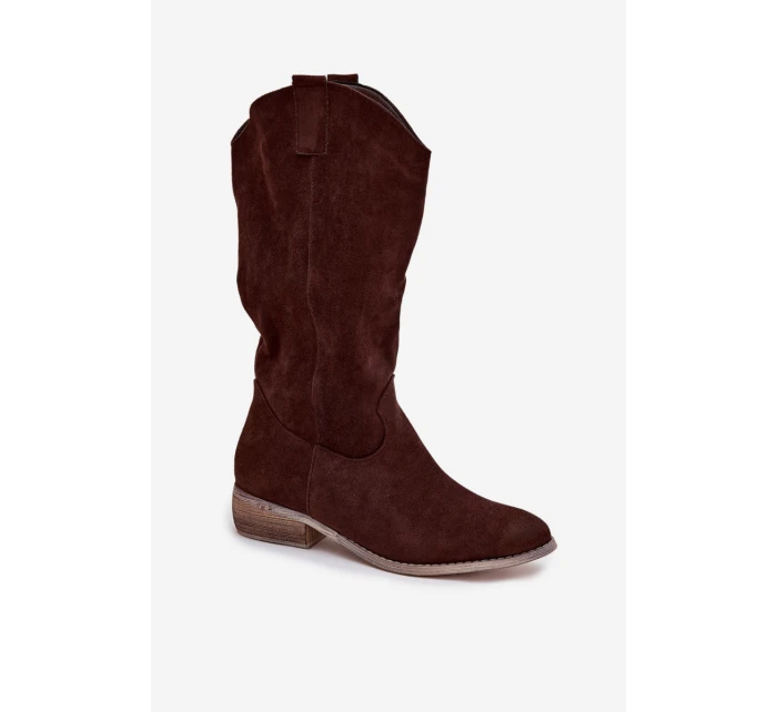 Kovbojky Na Nízkém Podpatku Z Eko Semiše Čokoládové model 21757733 - Boto Kovbojky Na Nízkém Podpatku Z Eko Semiše Čokoládové model 21757733 - Boto
