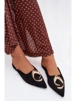 Dámské pantofle Mule s ozdobným zlatým detailem Černé Galvella Dámské pantofle Mule s ozdobným zlatým detailem Černé Galvella