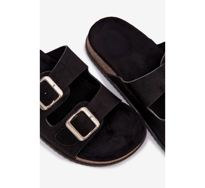 Dámské pantofle s přezkami Černé model 21943297 - Boto