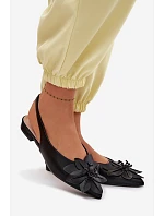 Dámské sandály na nízkém podpatku s dekorativním květem Černé Telivette