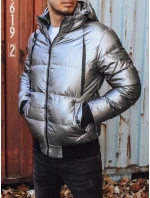 Pánská zimní bunda s kapucí ve stříbrné barvě FashionStreet TX3948 Pánská zimní bunda s kapucí ve stříbrné barvě FashionStreet TX3948