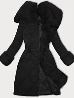 Way Mode prošívaná zimní bunda s kožešinou černo-černá (WD202308)