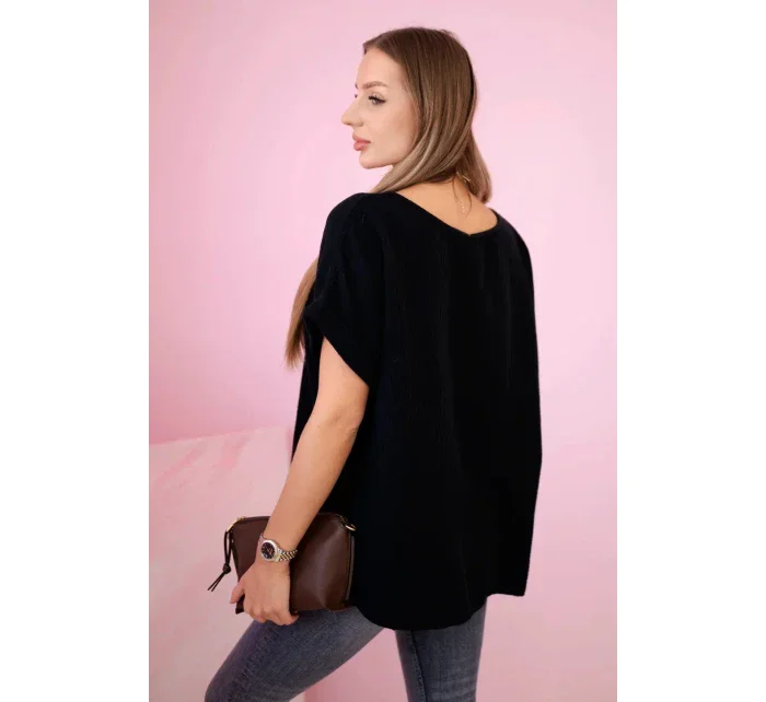 Mušelínová halenka s náhrdelníkem černý