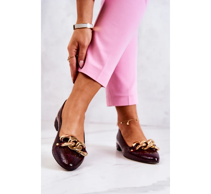 Kožené Lakovaný lodičky z hadí kůže kaštanové Elissabeth