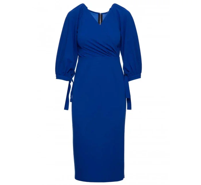 Dámské zavinovací šaty s rukávy  královská modř model 21185924 - Makover
