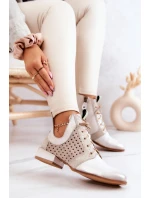 Kožené kozačky model 21576781 Světle béžová - Maciejka