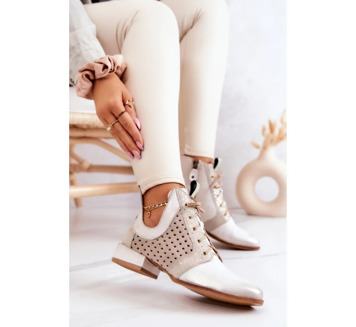 Kožené kozačky model 21576781 Světle béžová - Maciejka