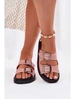 Dámské Pantofle S Přezkami Na Platformě Růžové model 21699232 - Boto