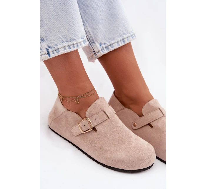 Dámské polobotky Eco semiš s zlatým přezkou Béžové model 22038385 - Boto