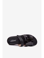 Kožené dámské pantofle na suchý zip černé model 22091756 - Boto Kožené dámské pantofle na suchý zip černé model 22091756 - Boto