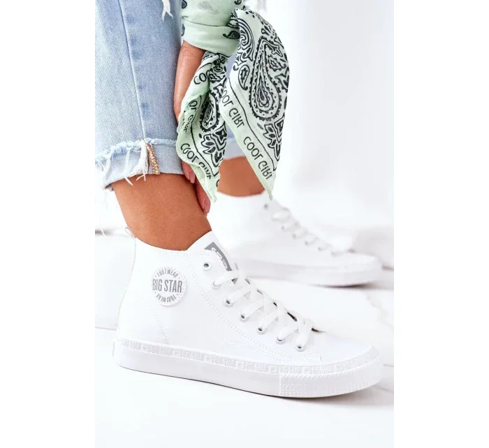 Women's Leather High Sneakers Big Star model 19948627 White - Big Star Shoes