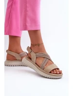 Lehké dámské pohodlné sandály na suchý zip Béžová Ceclea Lehké dámské pohodlné sandály na suchý zip Béžová Ceclea