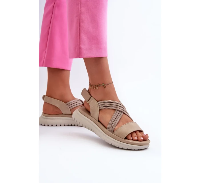 Lehké dámské pohodlné sandály na suchý zip Béžová Ceclea Lehké dámské pohodlné sandály na suchý zip Béžová Ceclea
