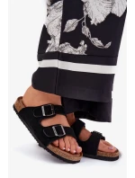 Dámské semišové pantofle s přezkami Big Star – černé Dámské semišové pantofle s přezkami Big Star – černé