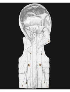 Dámská péřová bunda bez rukávů s kapucí Goodlookin white (B8600-26)
