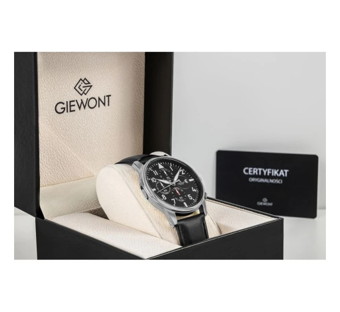 Pánské hodinky Giewont Chronograph Sapphire Black Silver GW5630-A2