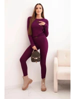 Dámská bavlněná souprava s dlouhým rukávem a legínami švestková Dámská bavlněná souprava s dlouhým rukávem a legínami švestková
