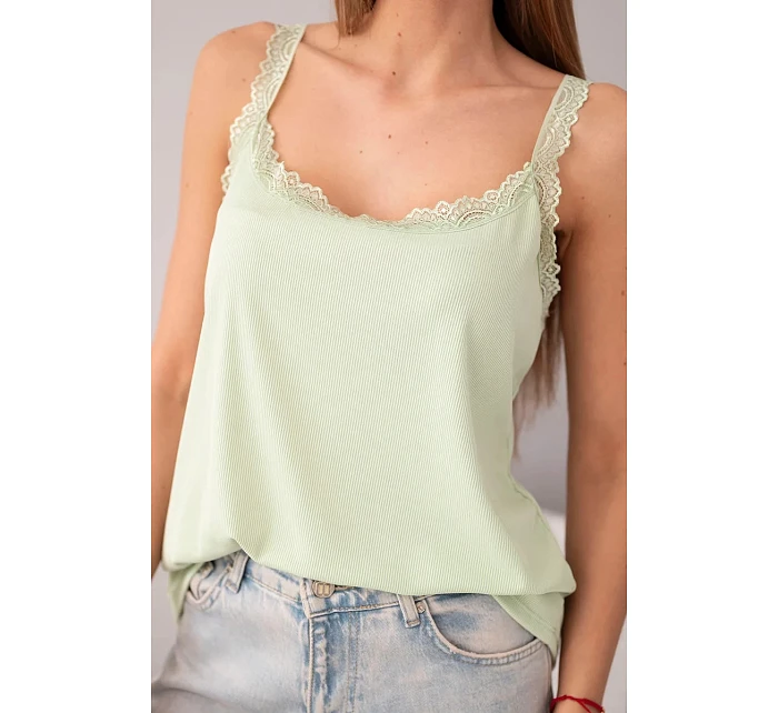 Dámský top na ramínkách s krajkovým model 22040218 mentolová - K-Fashion