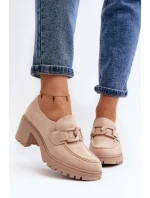 Sametové boty na podpatku béžové model 21646812 - VINCEZA