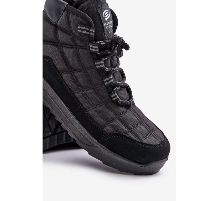 Zateplené Pánské Zimní Boty Šněrovací Progress model 21677011 Černé - Boto Zateplené Pánské Zimní Boty Šněrovací Progress model 21677011 Černé - Boto